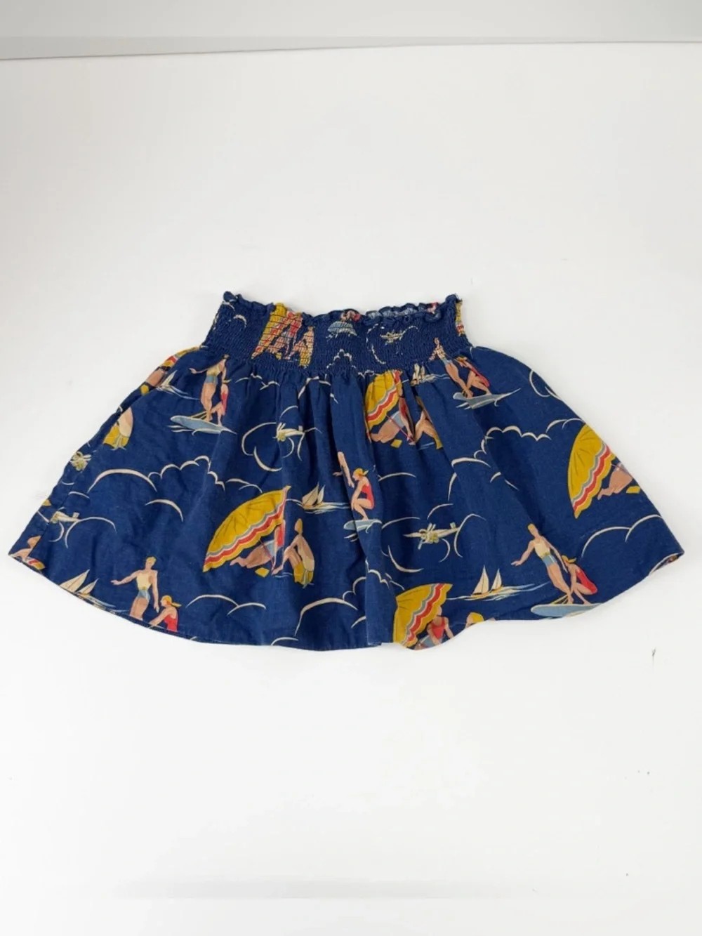Ralph Lauren A-line Flare Skirt Girls 6 Blue Beach Surfer Hawaiian Pull On